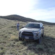 Parking spot with summit in background