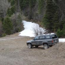 Road blocked by snow at Fool Hen Creek - Began hiking here