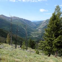 Looking south down the North Fork from the summit