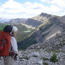 Lake Levale from Switchback Pass area.  The false summit of Signal Mountain is to the left.