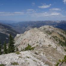 Pack train hitching post and view down the S. Fork of the Flathead