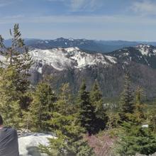 South-facing panorama from the ridge south of Dinah-Mo sees Triangulation Peak
