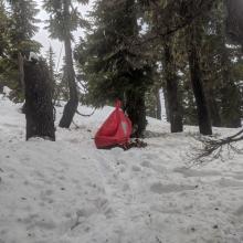Roland used a bothy bag to protect him from the wind and rain