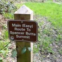 Trail sign for Spencer Butte