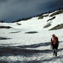 Unicorn Peak snowfield ascent