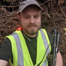 Preparing to trek up the hill