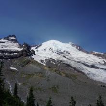 First view of Rainier and Little Tahoma from ridge crest just below Point 6,714.