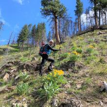 Tim, KG7EJT, on steep West face of Church Mountain