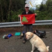 Operating Position, Squak Mountain, with Dexter the SOTA Dog