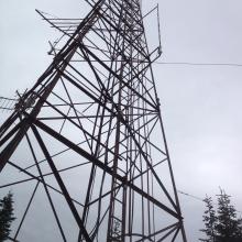 Old comm tower, and comm shack.  There is at least one amateur repeater on site.