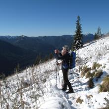 Into snow at about 4,500 feet