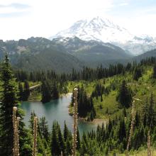 Climbing above Eunice Lake, enroute to Tolmie Peak