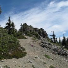 SOTA Operating Position, just below summit block on Tolmie Peak