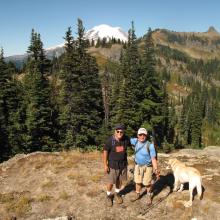 Dan and Mark, K7MAS + Dexter the SOTA Dog 