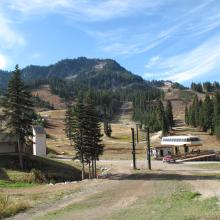 Cowboy Mountain and Stevens Pass Ski area from the start of hike.