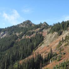 Hard Knox Mountain, center, from Thorp Mountain trail.