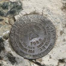 Benchmark atop Thorp Mountain.