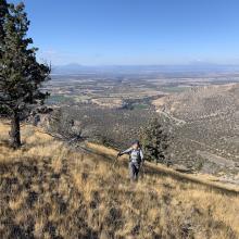 Climbing up the west face, nearing the North ridge of the peak.