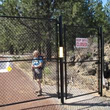 The gate at the start of "Red Road / Trail" to Lava Butte