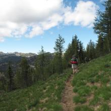 Onward to Base camp on Trail 1443 - Pyramid Mountain in distance on Left