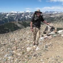 On the summit of Pyramid Mountain - remnants of lookout foundation
