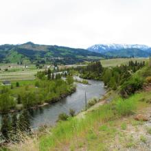 Back down to the town of Dryden, above Wenatchee River & orchards.