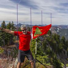Tim, KG7EJT after S2S contact with VA7JBE on Mount Baker