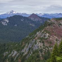Summit view North.  Galcier Peak in Background.  Photo KG7EJT.