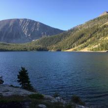 Storm Lake with Little Rainbow, left and Mount Tiny, right.