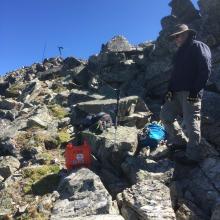 KA7AEH looks at operating position out of the strong wind.  