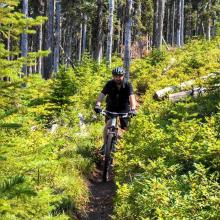Aaron taking the single track down. 