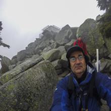 Success!  On my way down from the summit lookout.