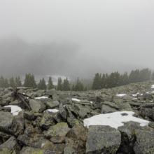 Looking down on Mason Lake - only partially frozen over