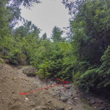 This is the trail turn-off, about 0.7 miles along the road from the TH