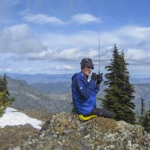 On the summit of Jester Mountain, talking with folks in Wenatchee and Cle Elum