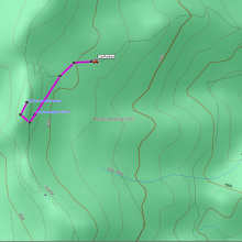 Our Route to the summit, showing the location we parked the vehicle.