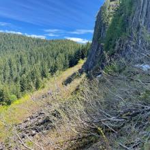The rock traverse at base of Sugarloaf Rock Wall