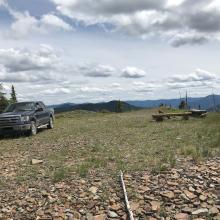 Large parking area with picnic facilities
