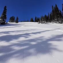 a nice ski down a steep section