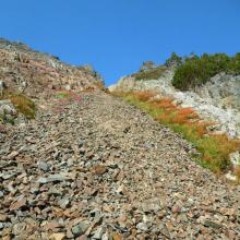 Gravel Chute up to the ridge saddle