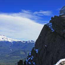 View of Lookout Cabin from below summit
