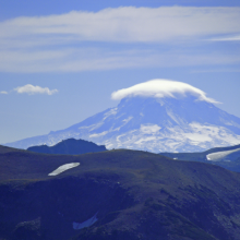 Close Up shot of Mt Adams with Lenticular Cloud far to the South.  Nice day, eh?