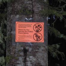 One of many signs along the gated road on the way up.