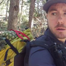 Hiking with a pineapple