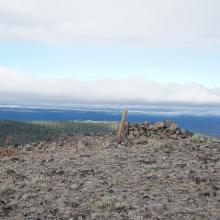 wooden post on summit
