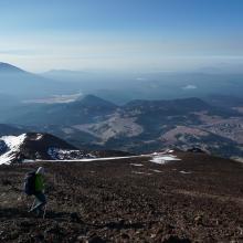 Hiking down the scree field