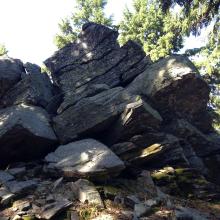 Rock on smaller, first summit