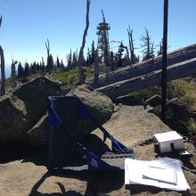 Warm sunny hamshack on the summit
