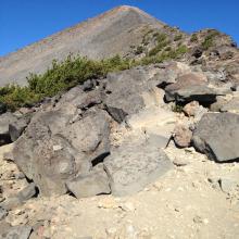 Looking up ridge towards summit
