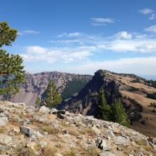 Applegate from Garfield; route is along the trees at cliff edge